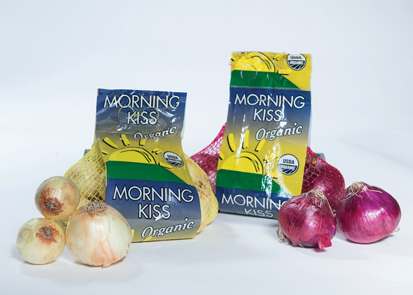 Morning Kiss Organic will have organic Eastern-grown red, yellow and white onions, along with hand-cultivated organic Vidalia onions.