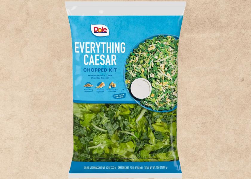 Everything Caesar is one of the five flavor varieties recently added to the Dole Chopped Salad Kit product line. Other new flavors include Roadhouse BBQ, Chophouse Crunch, Hibachi Miso and Crunchy Taco.