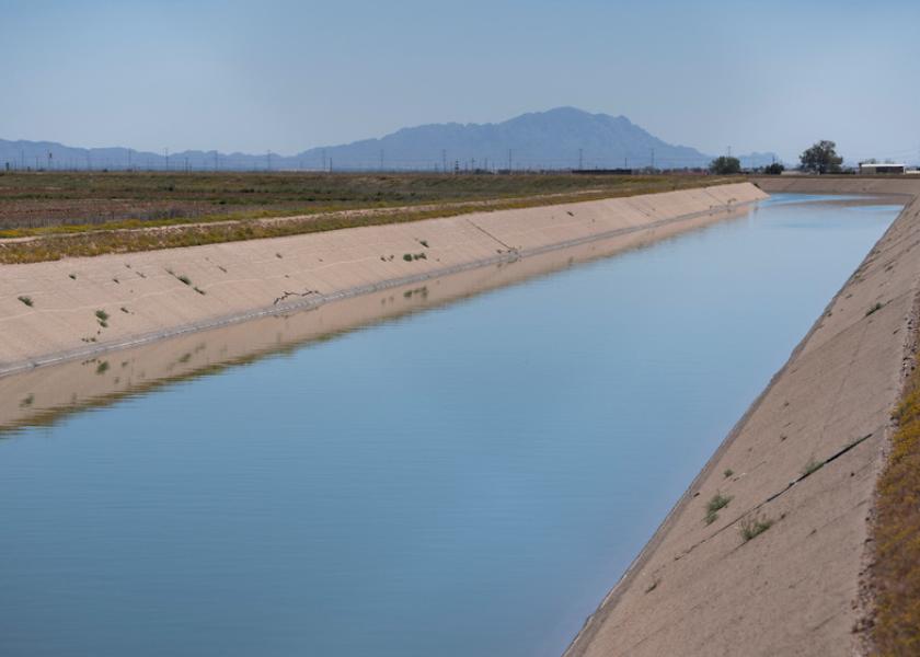 Colorado River water runs through Central Arizona Project canals in Pinal County, Arizona, U.S., April 9, 2023. 