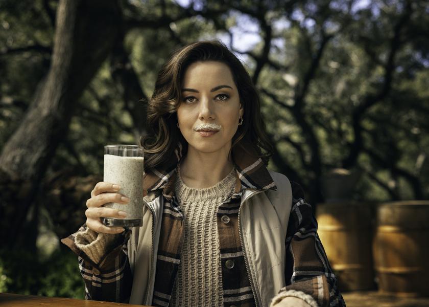 The ad— funded through MilkPEP — features “White Lotus” actress, Aubrey Plaza, as the co-founder of Wood Milk in a parody of the iconic "Got milk" advertising campaign.
