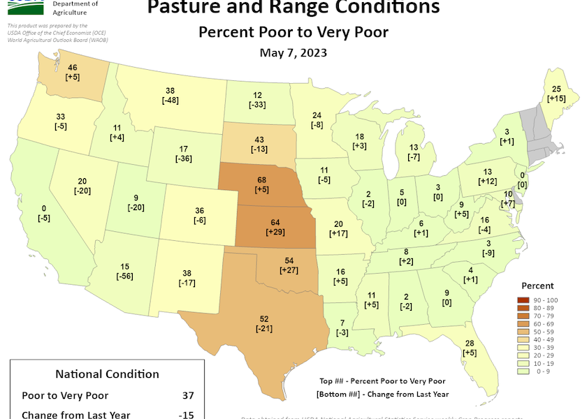 USDA meteorologist Brad Rippey says Kansas currently has the lowest rangeland/pasture condition on record for the modern era, which is based on the Condition Index.