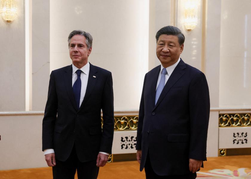 U.S. Secretary of State Antony Blinken meets with China's Foreign Minister Qin Gang at the Diaoyutai State Guesthouse in Beijing, China, June 18, 2023.