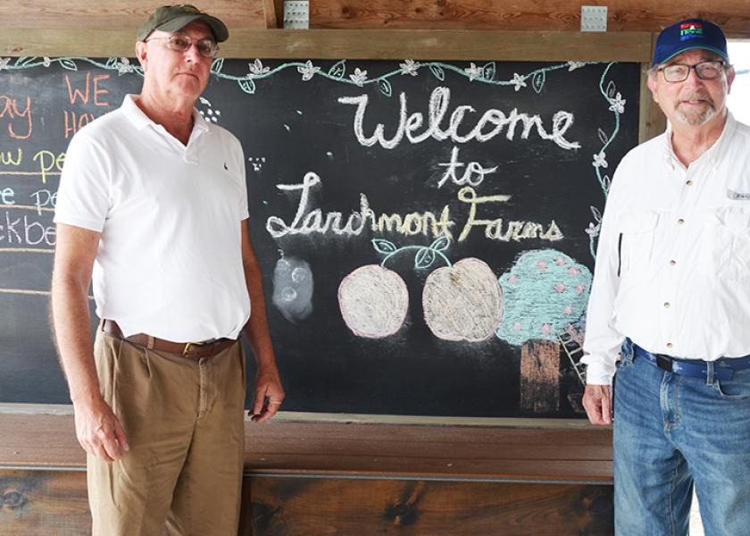 Shown from left are Larchmont Farms owner Charles Haines and New Jersey Agriculture Secretary Doug Fisher.
 
