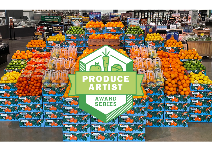 Send six to 10 photos of your produce merchandising displays to enter the spring contest of PMG's Produce Artist Award Series. Brian Dey, senior merchandiser of Four Seasons Produce, Ephrata, Pa., won the citrus category in the winter 2023 contest.
