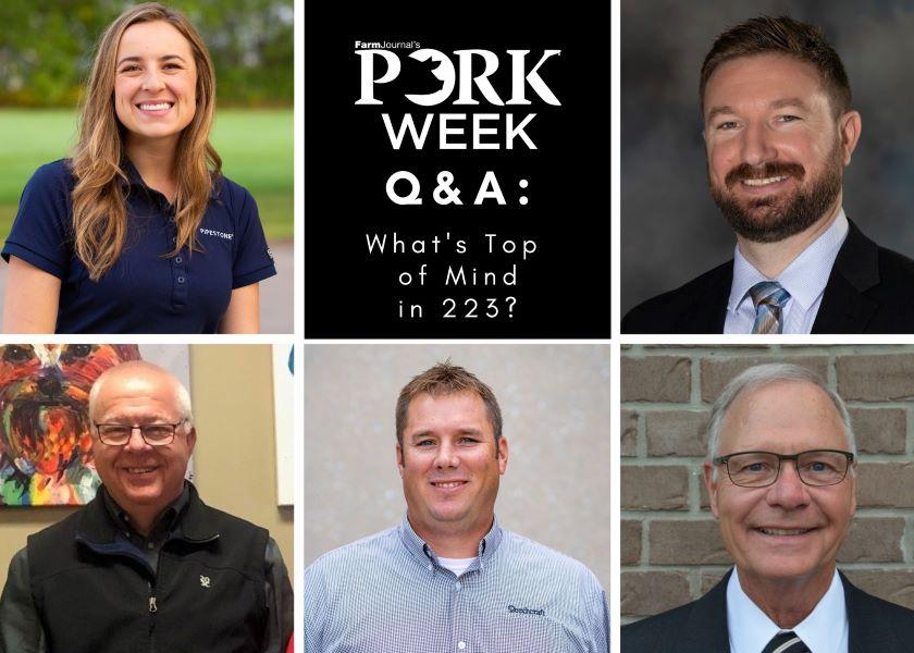 Top Row (l to r): Taylor Spronk of PIPESTONE and Attila Farkas of Carthage Veterinary Service. Bottom Row (l to r): Randy Jones of Livestock Veterinary Services, Jason Hocker of AMVC Management Services and Tom G. Gillespie of Performance Health PC.