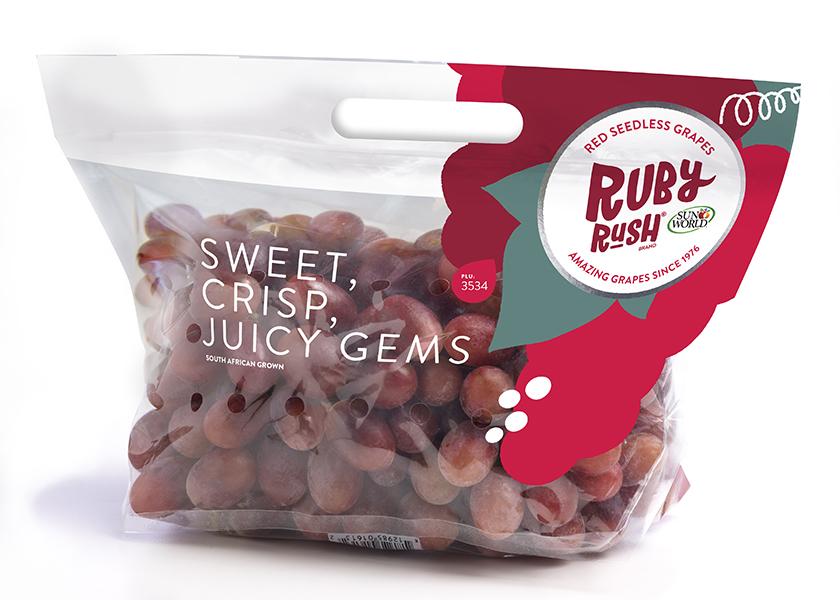 Sun World is launching a new red grape brand named Ruby Rush and reports growers from the U.S., Italy, Spain and Israel are harvesting the new variety this July. 
