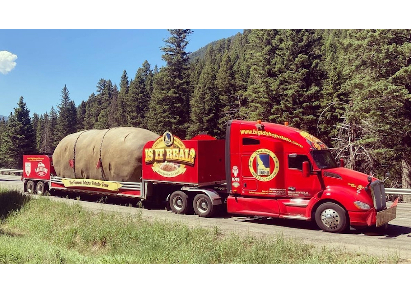 The Big Idaho Potato Truck is traveling through Canada on its way to Alaska.
