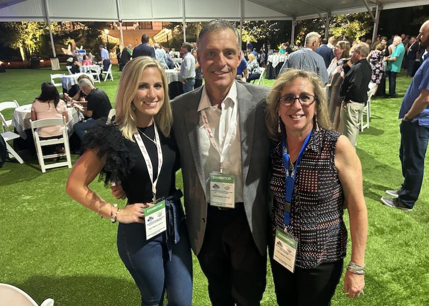 Alexis Sommers, Jay Schneider and Jill Mazer of F&S Fresh Foods were part of the crowd mingling at the opening reception at New England Produce Council's Produce, Floral and Foodservice Expo at the Encore Boston Harbor Resort and Casino in Everett, Mass.