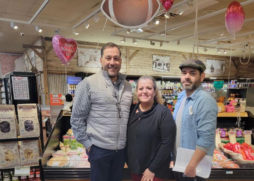 Shown from left are Brigido's Fresh Markets' Mike Fernandez, Store Manager Casey McGrath and Produce Manager Brian Lafrenaye in the North Scituate, R.I., store.