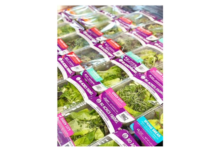The Kroger Co. has partnered with 80 Acres Farms to bring shoppers across the Midwest and Southeast vertically grown salad blends, herbs and tomatoes.