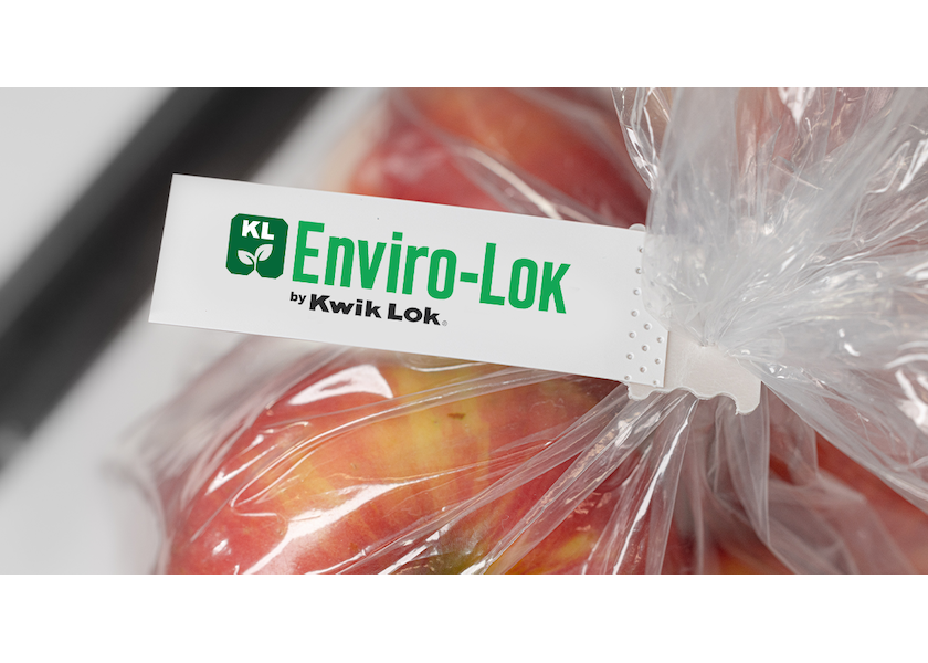The Enviro-Lok has 34% less plastic than the standard Kwik Lok closure, 67% less water and 44% less carbon emissions emitted, according to the company.