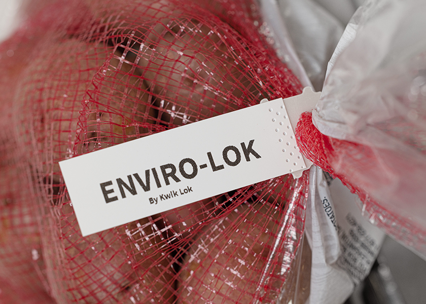 Yakima, Wash.-based Kwik Lok Corp. now offers Enviro-Lok, a closure made from polypropylene. “It uses 38% less plastic, 68% less water and has 58% less carbon emissions than our original closure,” says Karen Reed, global director of marketing. 