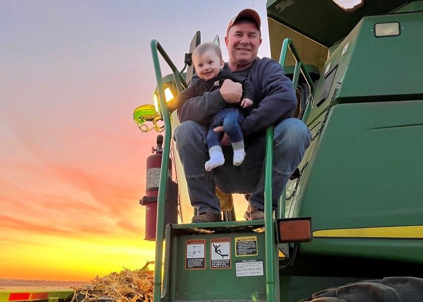 Bill Even and his grandson William enjoying a beautiful harvest sunset.