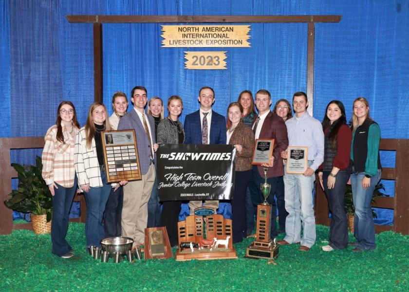 The Butler Community College Livestock Judging team was named high team overall in the junior collegiate contest at the 2023 North American International Livestock Exposition.