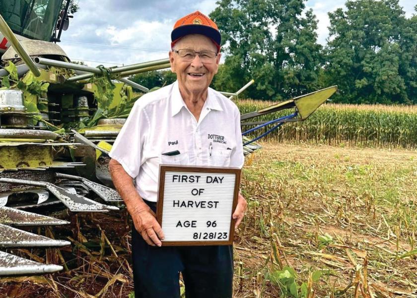 At 96 years young, Paul Dotterer still runs the chopper during harvest season on his family's dairy farm - and he enjoys every minute of it.