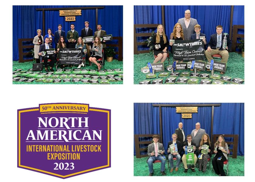 (top, l to r): Virginia 4-H, Champion 4-H Livestock Judging Team; Illinois 4-H, Champion 4-H Skillathon team. (bottom): Illinois 4-H, Champion 4-H Quiz Bowl team.