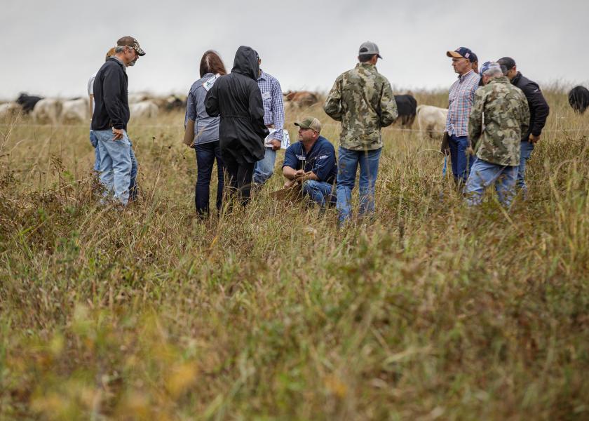 Ranchers at the first Essentials of Regenerative Grazing course evaluate forage in a pasture at Noble Research Institute, Ardmore, Oklahoma.