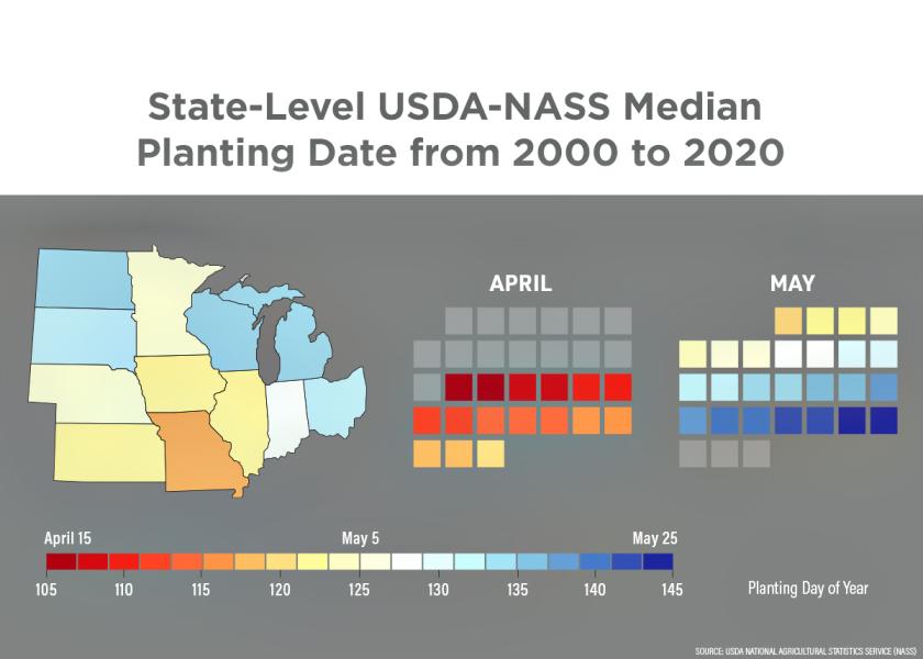 Satellite imagery provides a bird’s-eye view of how corn and soybean planting dates have shifted in 20 years.