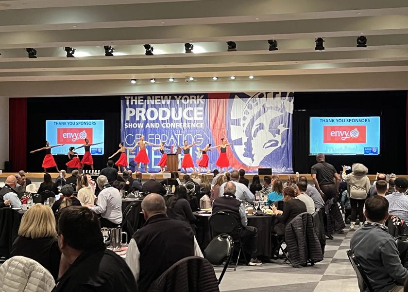 Attendees of the key note breakfast at the New York Produce Show were treated to a performance by a Harlem dance troop.
