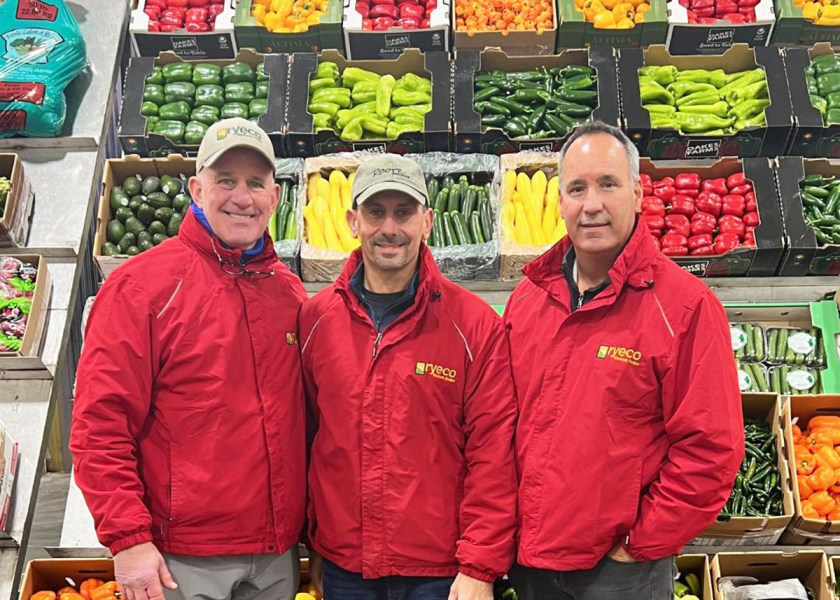 From left, Tom Reilly, director of sales; Brian Beckmann, salesman; and Bryan Gomez, director of imports, helped make 2023 a successful year for Ryeco Inc. on the Philadelphia Wholesale Produce Market, says Filando Colace, vice president. The company offers an extensive selection of fruits and vegetables, including squash, lettuce, apple and pears.