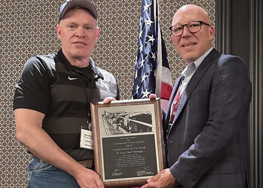 The award was presented to Dr. Barringer by Dr. Lee Bob Harper, director, beef strategic technical services at Zoetis, during the AVC winter conference in Kansas City, Mo. Zoetis sponsors the award.