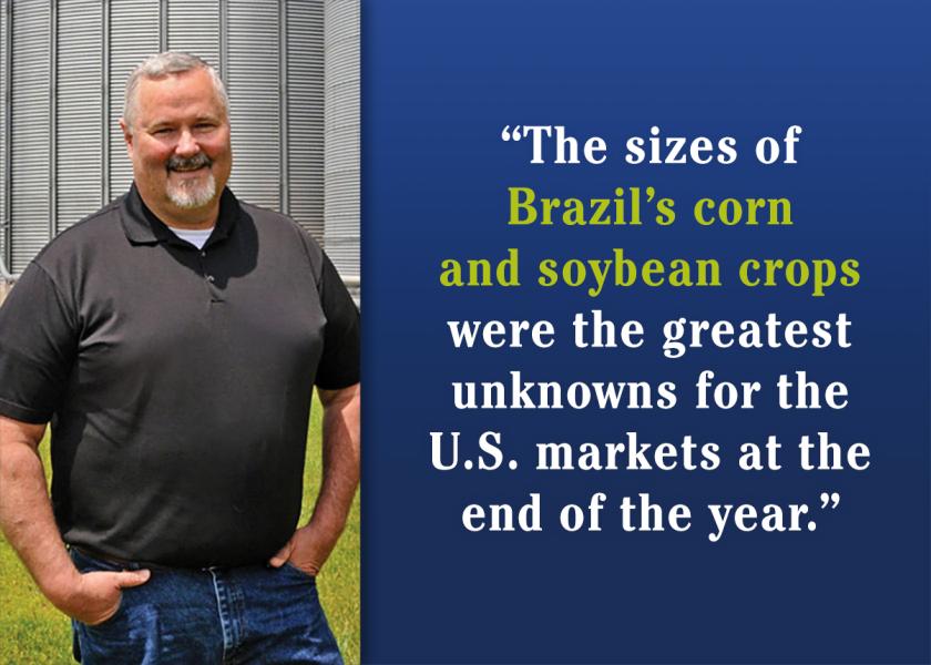 “The sizes of Brazil’s corn and soybean crops were the greatest unknowns for the U.S. markets at the end of the year.”