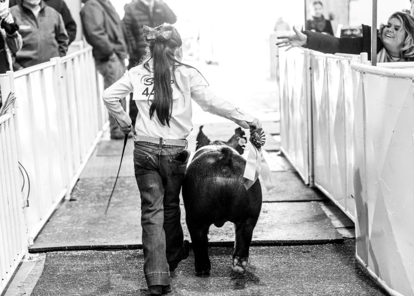 Lily Ann Crosby of Georgia leaves the ring after being named junior showmanship winner at the Winter National.