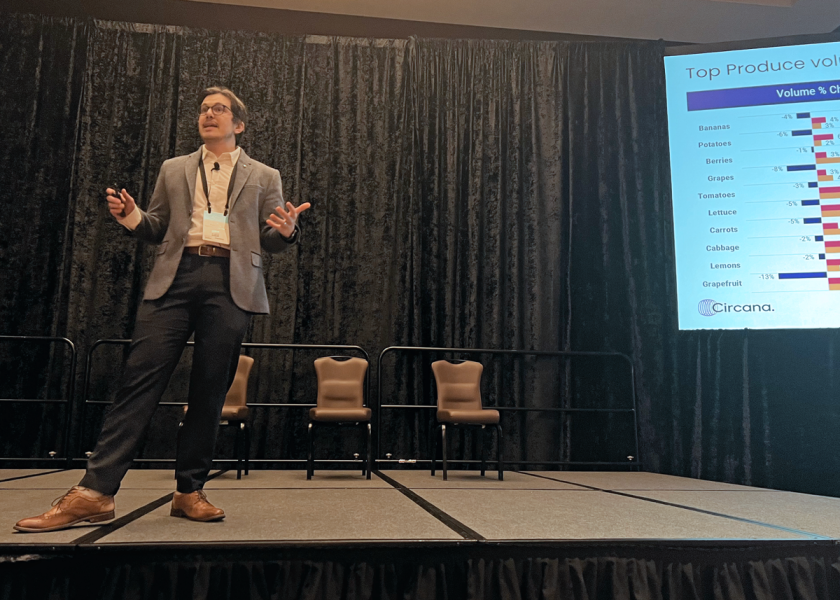 Alex Kalausich, produce lead for the fresh foods group at Circana, a provider of market research on durable consumer goods, kicked off GOPEX 2024’s opening session with a discussion of produce trends and how the organic produce industry can capitalize on those trends.