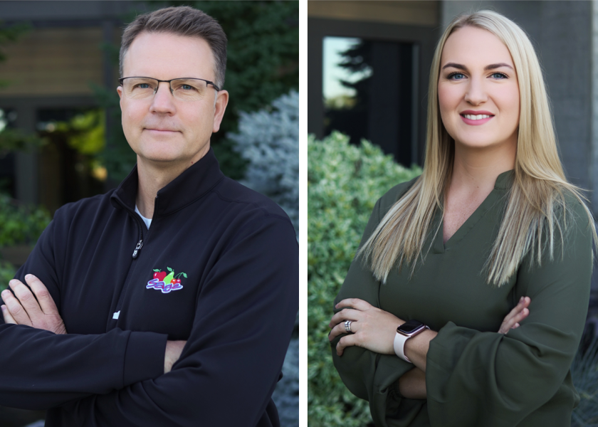 Sage Fruit Co. has promoted Nicole Gordy (right) to CEO. Steve Clement will become PNW Tree Fruit’s new CEO and also serve as chair of Sage Fruit's board of directors.