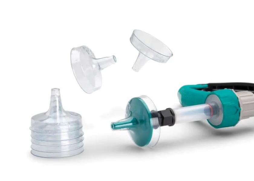 The CleanVax intranasal vaccination system includes shorter nozzles that are less invasive than conventional cannulas, as well as clear plastic disposable shields that can be replaced between animals.