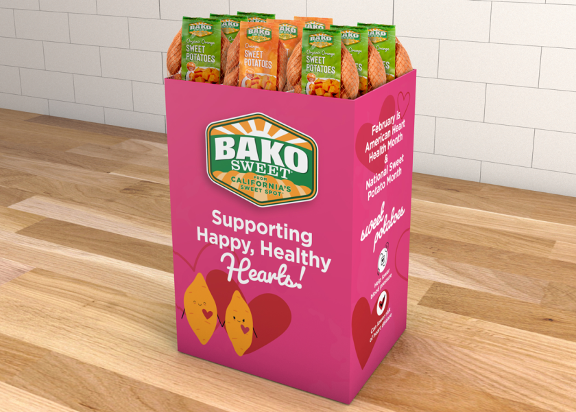 Bako Sweet said it will offer its heart-healthy focused shipper box to retailers to promote National Heart Month and National Sweet Potato Month.
