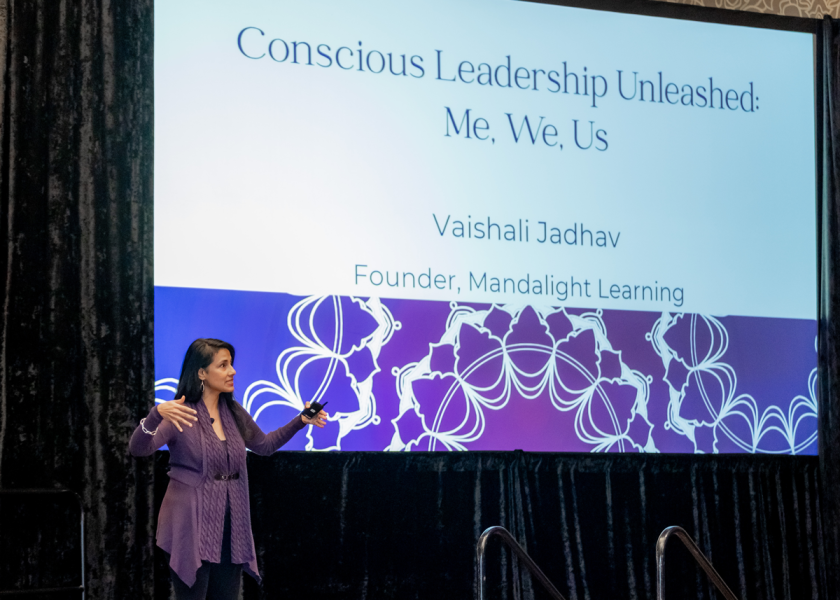 Closing out the education sessions at GOPEX 2024, Vaishali Jadhav, a leadership development instructor for the Kendra Scott Women’s Entrepreneurial Leadership Institute, looked at the power of conscious leadership.