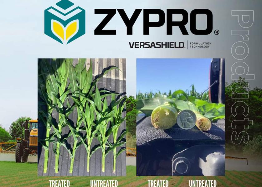 In research trials in corn, Helena says Zypro in a sidedress application provided an 83% win rate and a 5.8 bu/acre increase. Zypro is compatible with fungicides, insecticides, and other common tank-mix partners. 