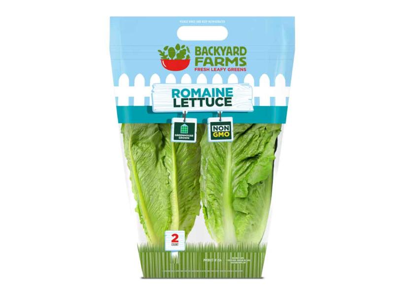 Mastronardi Produce's Backyard Farms label has added large-format, greenhouse-grown romaine lettuce, which is available in two-count and club format.