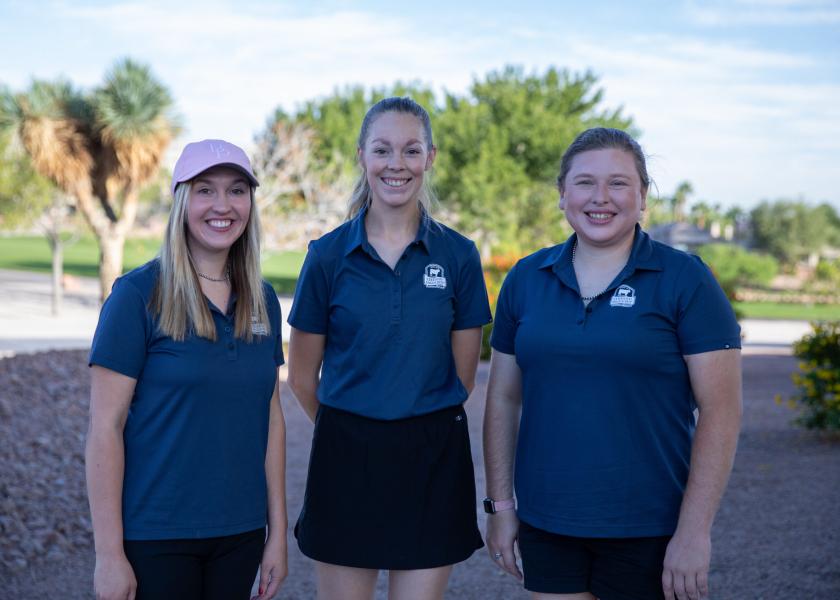 Lizzie Schafer, Butler Community College; Madison Bemisderfer, Pennsylvania State University; Keayla Harr, Oklahoma State University at the 2023 Annual Conference Colvin Scholarship Fund Golf Outing.