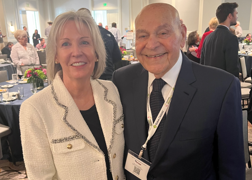 Pictured are Kathleen Nave, president of the California Table Grape Commission, and Dominick Bianco.