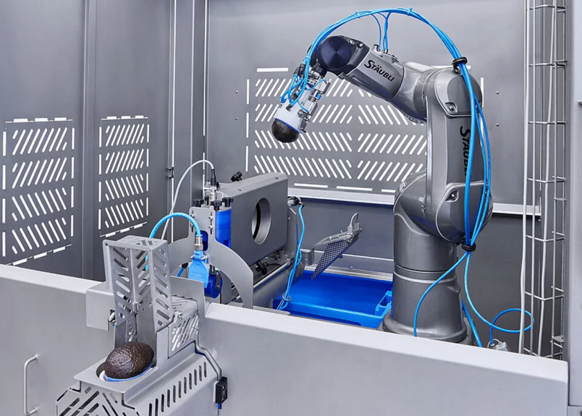 The Germany-based Kronen GmbH says its automated, robot-based solution for cutting, pitting and peeling avocados can be adapted and added onto to meet various needs.
