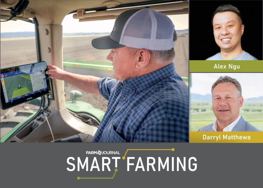 Trimble product manager Alex Ngu (top right) and former Trimble executive and ag tech consultant Darryl Matthews (bottom right) offer advice on why farmers should be thinking about GPS corrections and how to choose the right product for your farm.