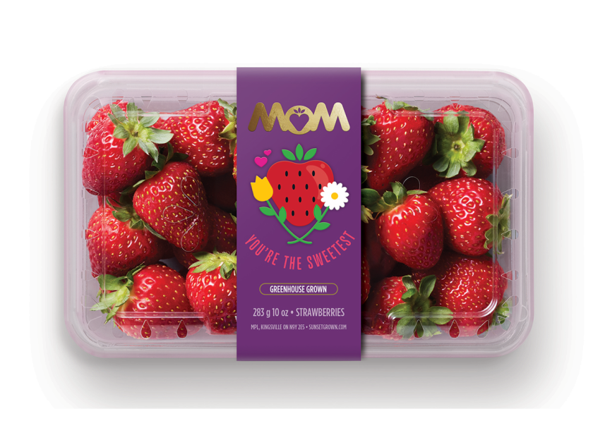 Mastronardi Produce's Mother's Day campaign swaps its traditional WOW wordmark for MOM on special packs of its Dreamberry strawberries.
