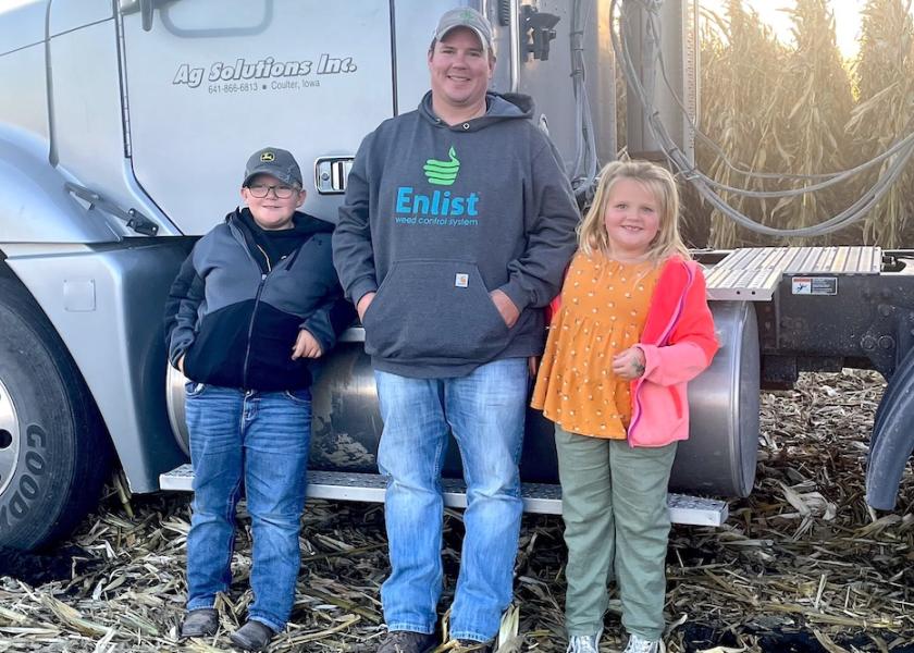 “The big thing for me is to keep the questions rolling,” says Travis McCormick, pictured alongside his son, Tucker, and daughter, Hallie. “I want people to look at my fungicide trial and question if it was fair. 