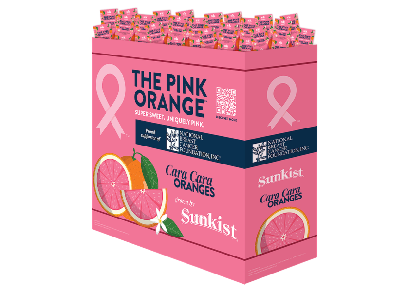 公司官员表示，Sunkist 的“Power with The Pink Orange”活动材料包括展示箱、可堆叠塔和新的店内商品。