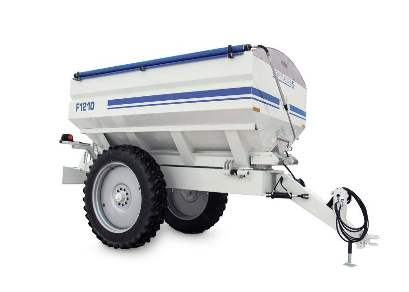 Models include the new FB1210 12-ton fertilizer spreader and L1230 12-ton lime/fertilizer spreader.
