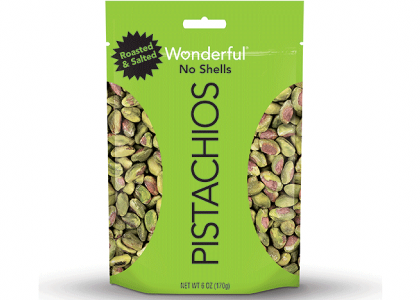 Wonderful Pistachios No Shells has new bright green packaging.