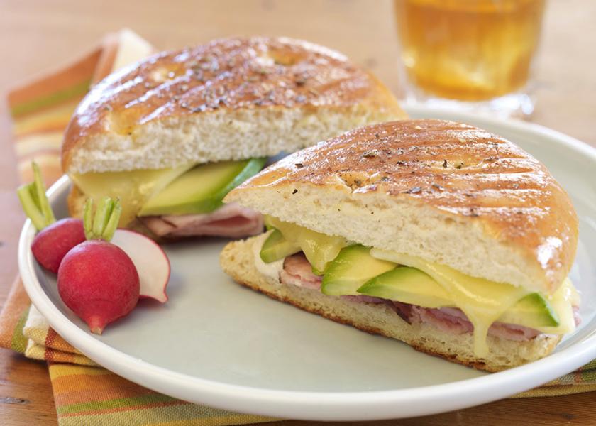 The California Avocado Commission has developed a number of recipes for foodservice, including a grilled ham, California avocado and gouda panini.