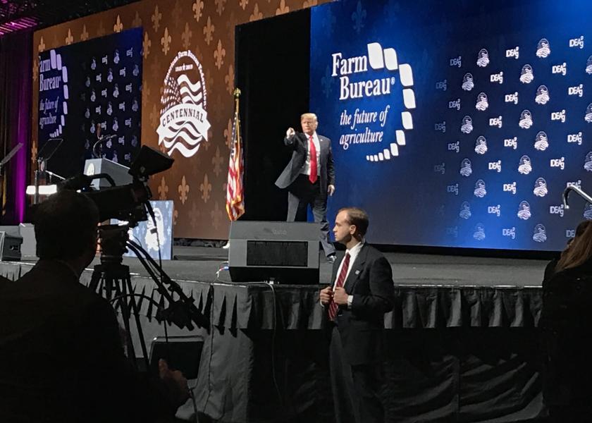 President Trump brought his fight to build a border wall to the 100th Annual Farm Bureau Federation (AFBF) annual meeting in New Orleans, La. on Monday.