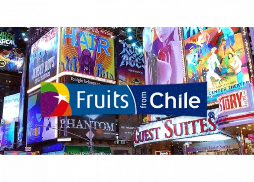 ASOEX and ProChile are sponsoring a Times Square billboard to promote Chilean fruit. 