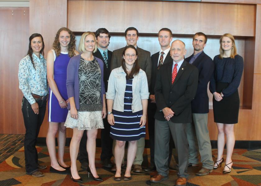 2017 Harold E. Amstutz Scholarship recipients. Front row (L-R): Dr. Callie Willingham, Danielle Mzyk, Dr. Jim Floyd. Back Row (L-R): Rebecca Gibbs, Jessica Gaska, Robert Stenger, Brian Welly, Brandon Colby, Mark Spare, Amy Kraus.