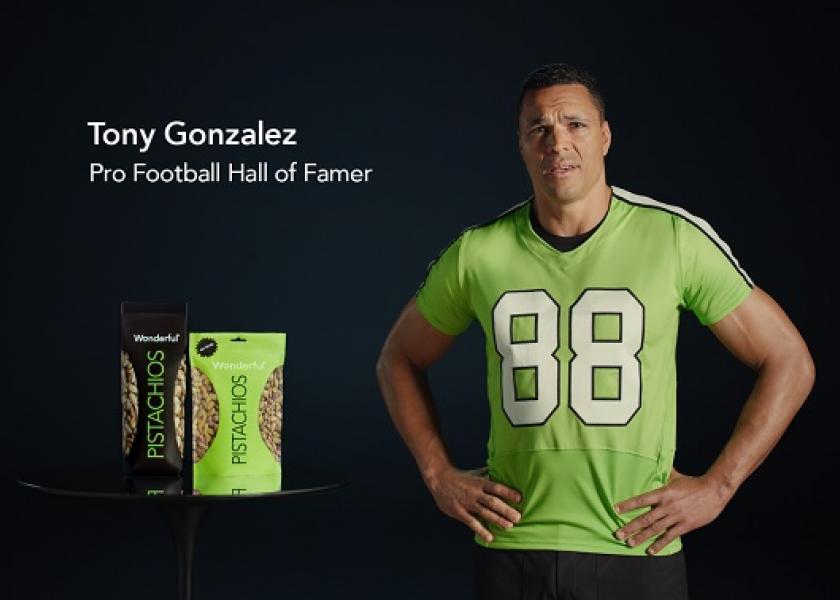 Wonderful Pistachios The Next Big Thing campaign features commercials starring Pro Football Hall of Famer Tony Gonzalez (pictured) and Olympic weightlifter Kendrick Farris.