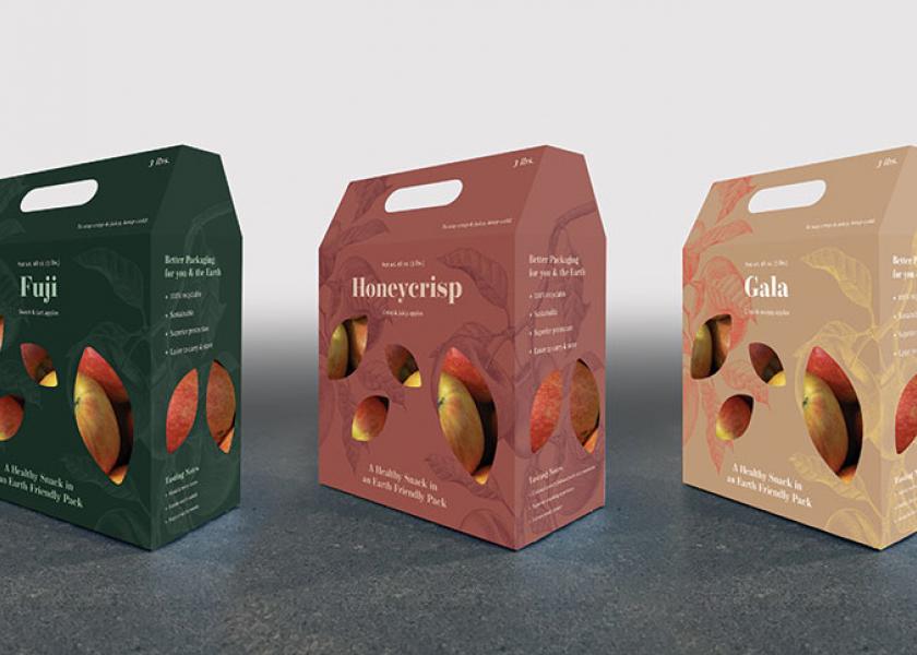 Michigan Fresh Marketing LLC offers apples in an earth-friendly recyclable cardboard box for consumers who don’t want to buy polybagged product out of concern for the environment, says Chuck Yow, director of U.S. sales and business development.