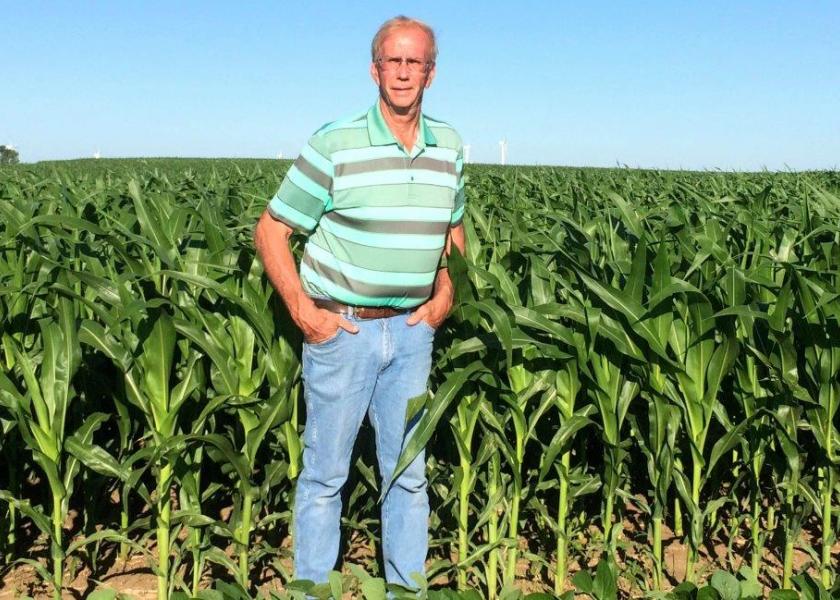 Harnessed to six-row, alternating strips of corn and soybeans, Jim Nichols boomed a 292 bu. yield average. Standing on the edge of his farmland, Nichols points upward at a carbon secret: His corn crop comes from the sky.